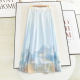 Colorful modified thin horse-faced skirt new Chinese style high-waisted slim Chinese style printed long pleated skirt