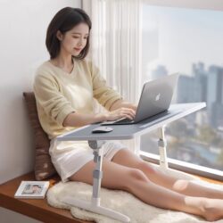 Bai Pu Foldable Adjustable Bed Desk, Office Desk, Bed Table, Student Writing Desk, Bedroom Bed Study Desk, Reading Desk, Dormitory Laptop Stand, Lazy Desk, Bay Window Desk