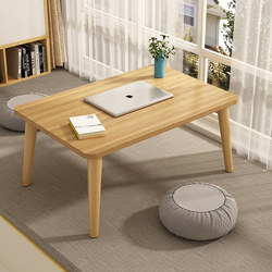 Small Bed Table, Lazy Laptop Stand, Solid Wood Leg Computer Desk, Office Desk for Sitting, Student Dormitory Upper Bunk Writing Desk, Minimalist Home-Use Bay Window Bedside Table, Children's Dining and Study Table