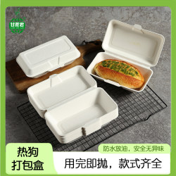 Disposable Hot Dog Baking Sandwich Cake Packaging Box Rectangular Pulp Lunch Box Biodegradable Environmentally Friendly Outdoor