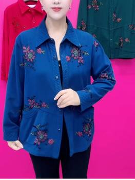 Regular embroidered lapel shirt pure cotton fashion jacket
