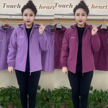 
Spring hooded jacket windproof loose thermal jacket