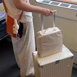 2026 Vertical Makeup Bag for Women, Large Capacity, Portable, Can Be Attached to Luggage, Travel Handheld Partitioned Storage Bag