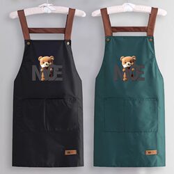 Waterproof Apron for Kitchen and Home Use, New Fashionable Style with Straps, Oil-Proof, No-Wash, Cute, Suitable for Cooking and Catering Work, Black