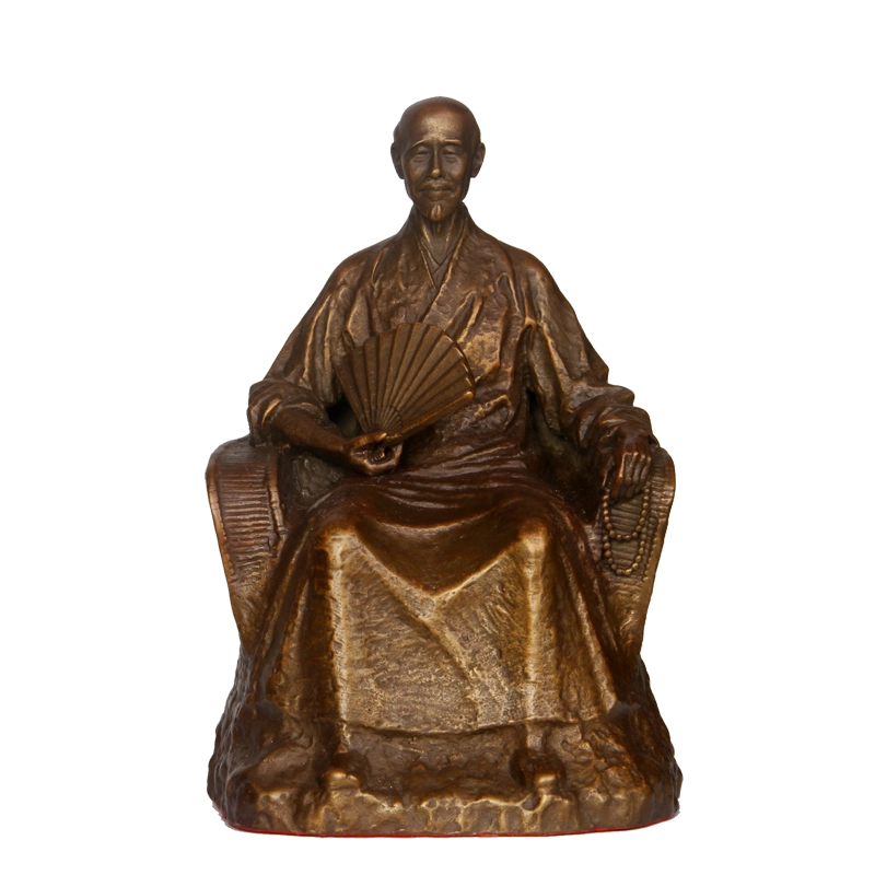 EB953 【金工師 芳山 造】銅造「良寛和尚坐像」高22.2cm 重2.1
