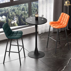 Bar Table Modern Minimalist High-Legged Table Round Home Commercial Bar Table and Chair Set Balcony Leisure Metal Bar Table