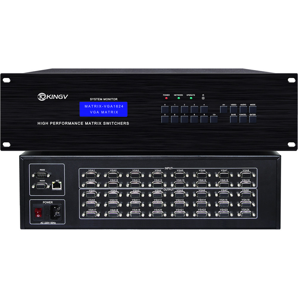 Kingv VGA Matrix 16x24 Switcher Audio Video Conference System