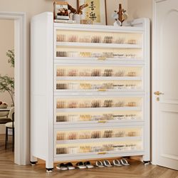 Steel Shoe Cabinet for Home Entrance, Large Capacity, Wall-Mounted Integrated Storage, Dust-Proof Shoe Rack, Entryway Storage Shoe Cabinet