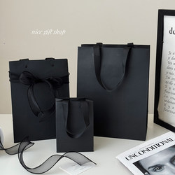 ins Style Black High-End Matte Gift Bag Holiday Gift Tote Bag Niche Souvenir Packaging Shopping Bag