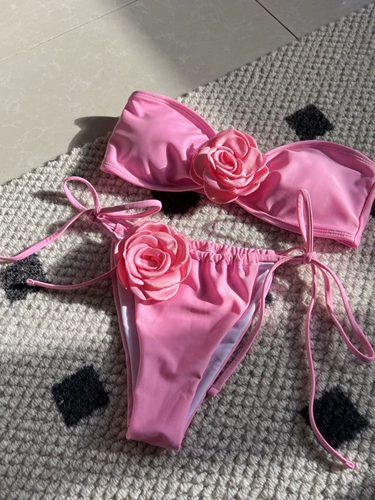 Сексуальный топ без лямок, трехмерный купальник, европейский стиль, 3D, в цветочек