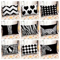 Scandinavian Simple Black and White Pillowcase Scandinavian Geometric Pillowcase 3050 Rectangular Sofa Pillowcase 4060