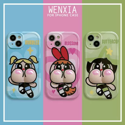 Cheeky The Powerpuff Girls Phone Cases Covers 3D Silicone TPU  iPhone 15, iPhone 14, iPhone 13, iPhone 12,