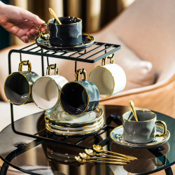 European-Style Coffee Cup Set, High-End, Exquisite, Light Luxury, High-Class Feel, Ladies' English Afternoon Tea Set, Ceramic, High Aesthetic Value