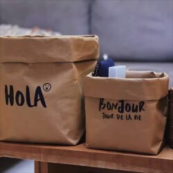 Washable Storage Bags Kraft Paper Bags Dried Flowers Green Plants Flower Pots ins Packaging Thick Bread Toast Food Oil-Proof