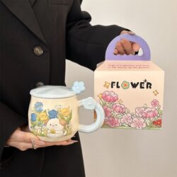 Cute and Beautiful Birthday Gift Water Cup for Girls, Suitable for Male and Female Friends, Couples, Sisters, Meaningful Gift Ceramic Mug