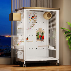 Large Splash-Proof New Glass Cage for Parrots, Suitable for Budgerigars, Cockatiels, Lovebirds, Monk Parrots, and for Home Use in Luxury Villas