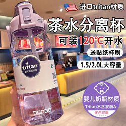 2000ml Large Capacity Water Cup, High Temperature Resistant Ton-Ton Bucket, Tritan2026 New Model, High-Looking Water Bottle with Straw for Girls