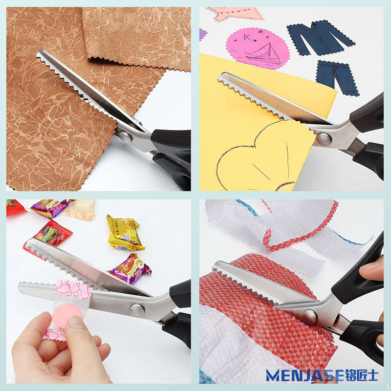 레이스 가위, 오버록 가위, DIY 핸드컷 천 패턴 웨이브 가위, 삼각 톱니 반원형 재단 가위-