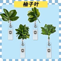 Yuzu Leaf Doctor Badge Nurse Student Id Card Holder Work Card Case Lanyard Cute Cartoon Retractable Clip