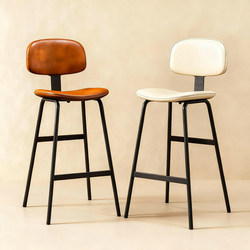 Bar Stool for Home Use, Trendy Bar Chair with Backrest, Leisure High Stool, Nordic Modern Minimalist Light Luxury Iron Art Soft Cushion Stool