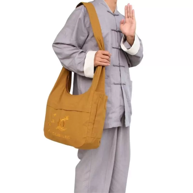 佛袋斜挎包普陀山帆布居士包拜佛礼佛包背包单肩斜挎包男女纯色烧