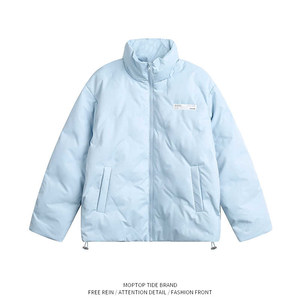 
WHXS light blue diamond light cotton coat for men and women winter national fashion brand couple thickened short fleece jacket