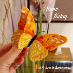 Double-Layer 3D Realistic Butterfly Decorations for Living Room Background Wall, Window Display, Bedroom Room Stickers, Creative Refrigerator Magnets