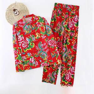 
Northeast large floral dress floral cotton jacket village girl funny costume men's Chinese style couple floral jacket annual party performance costumes