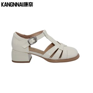 
Kangnai women's shoes solid color youth thick heel medium heel fashion rubber sole birdcage women's sandals 11434335