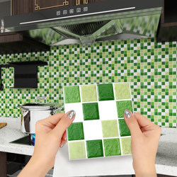 Extra Thick High-Gloss Flat Imitation Mosaic Tile Stickers for Bathroom Waterproof Self-Adhesive Paper Kitchen Oil-Proof and High-Temperature Resistant Paper