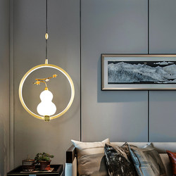 All-Copper New Chinese-Style Small Pendant Lamp, Chinese-Style Single-Head Zen Dining Room, Living Room, Foyer, Bar Counter, Vintage Bedroom Bedside Lamp