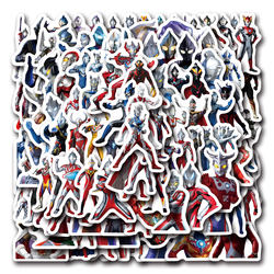 50 Cartoon Tiga, Ceruo, and Obu Superhero Stickers for Computers, Mobile Phones, Scooters, and Children's Water Bottles