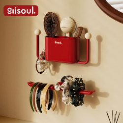 Suction Cup Comb Holder Bathroom Toothpaste Toothbrush Storage Tube Wall-Mounted Hairband Hair Tie Storage Organizer