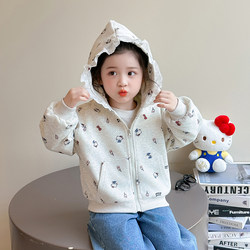 Girls' Outwear Spring and Autum 2026 New Style Baby Girl Fashionable Casual Hooded Sweatshirt Kidsren's Autum Cardigan Top