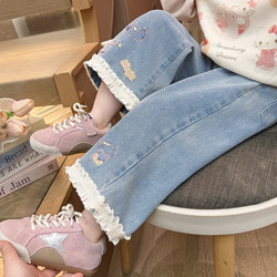Girls' Jeans Spring and Autumn 2026 New Stylish Loose Wide-Leg Pants for Baby Girls Children's Spring Pants