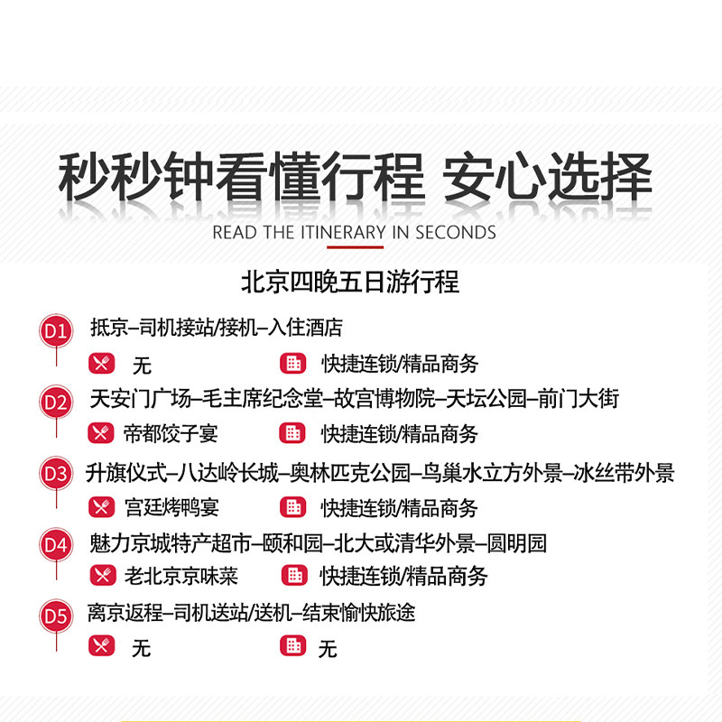 春节北京旅游5日游5天4晚游故宫长城父母5日游亲子北京五日跟团游
