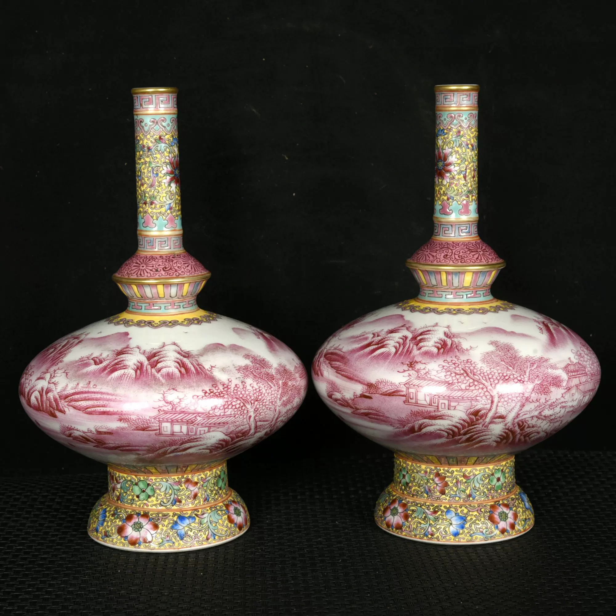 清乾隆珐琅彩描金玛瑙红山水纹胆瓶古董古玩古瓷器收藏-Taobao Malaysia