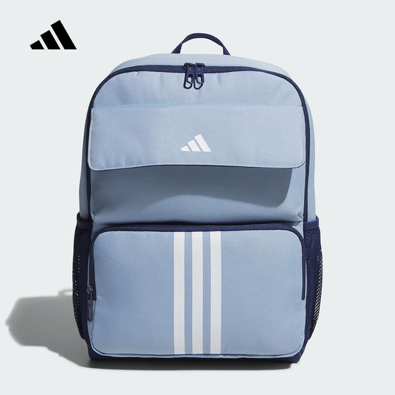 
adidas square student schoolbag 2025 autumn boy big three striped sky blue backpack KC0284