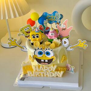 
Internet celebrity cartoon SpongeBob Pie Big Star Mr. Krabs cake decoration ornaments Sea World birthday baked dessert