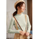 Tang Shi Half High Neck Clean Color Vertical Strip Wool Base Shirt Women's Autumn and Winter Long Sleeve Knitted Top Slim Sweater