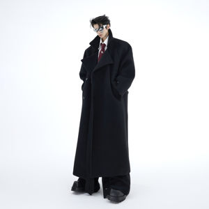 
ArguE CulturerE Heavy Silhouette Thickened Woolen Coat Men's Simple and Noble Over-Knee Long Tweed Jacket