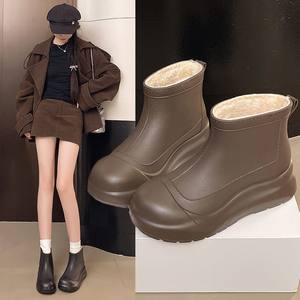 
German quality velvet warm rain boots for women in rain and snow, fashionable outer wear to keep out the cold and freeze, women's rain boots anti-slip kitchen