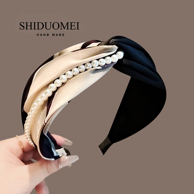 Women's high-end, wide-edge hairpin, 2024 new retro fashionable hairpin, high skull top, small headgear, face