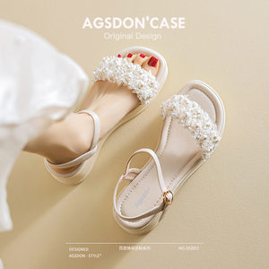 
Augu Shiden Sandals Women's 2026 New Summer Outerwear White Small Fragrance Thick-soled Slip-on Fashion Sandals