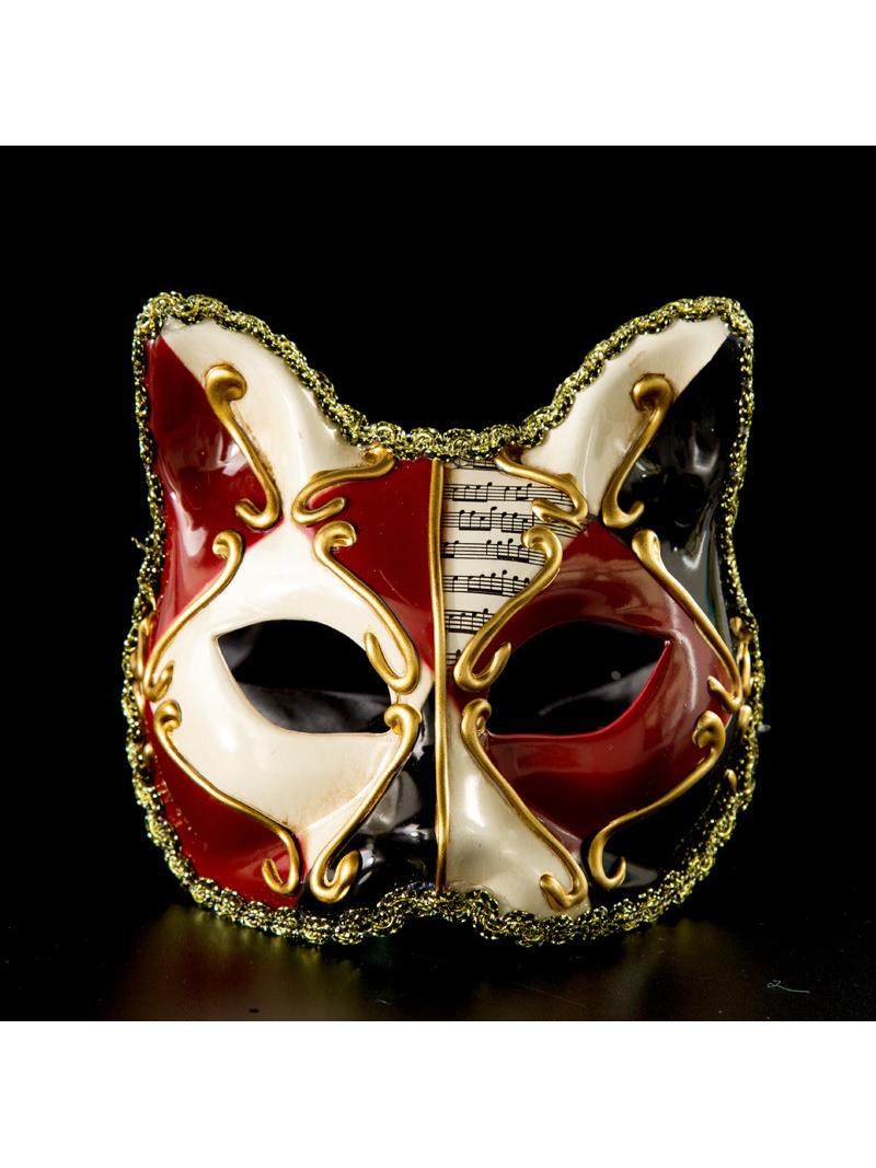 ベネチアンマスク キャット 猫 仮面 イタリア製 ゴールド レッド