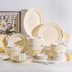 Dinnerware Set for Home Use 2026 New Cream Style Underglaze Ceramic Tableware Set High Aesthetic Value Housewarming Bowls Plates Chopsticks
