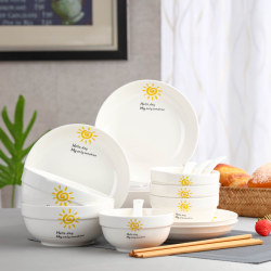 Creative Bowl and Plate Set, Ceramic Plates, Eating Bowls, Noodle Bowls, Soup Bowls, Tableware Set for Home Use, Microwave Safe