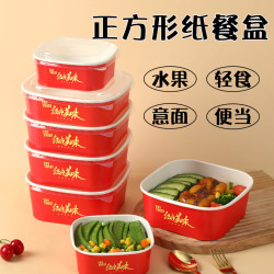 Disposable Lunch Box, Square Food-Grade Picnic Fresh-Cut Fruit Box, High-End Takeaway Meal Box