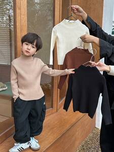 
Boys and girls half turtleneck bottoming sweater autumn and winter 2024 new winter children's clothes baby boy bottoming sweater