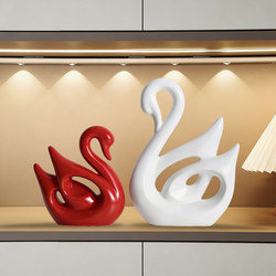 A Pair of Ceramic Swan Ornaments with a High-End Feel for Living Room Tv Cabinet, Wine Cabinet Decoration, Home Entryway Soft Decoration, Couple's Decor